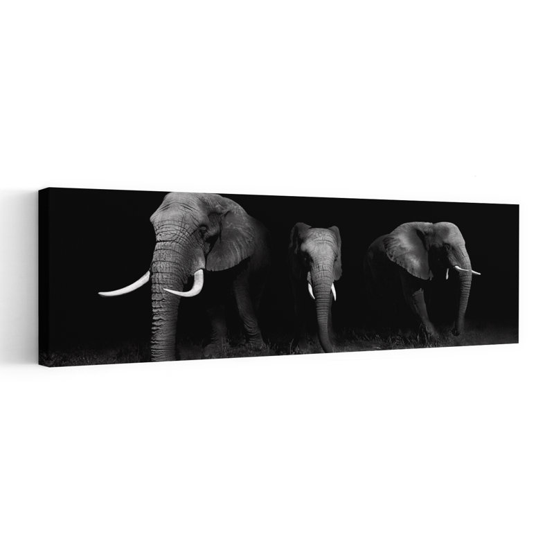 «Three Majestic Elephants Contemporary Elephant Nature Wildlife», art mural, H 48 po x l 16 po