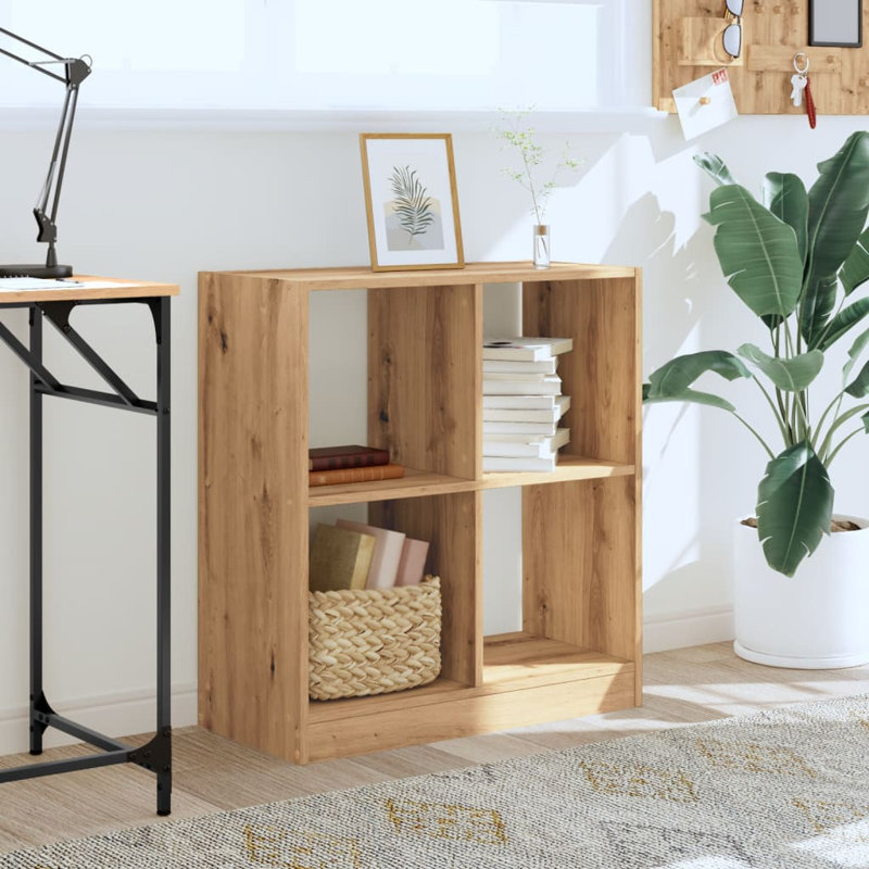 Aurabella 75cm H x 68.5cm W Bookcase, Sonoma Oak, (2 Shelves) 75cm H x 68.5cm W x 32cm D