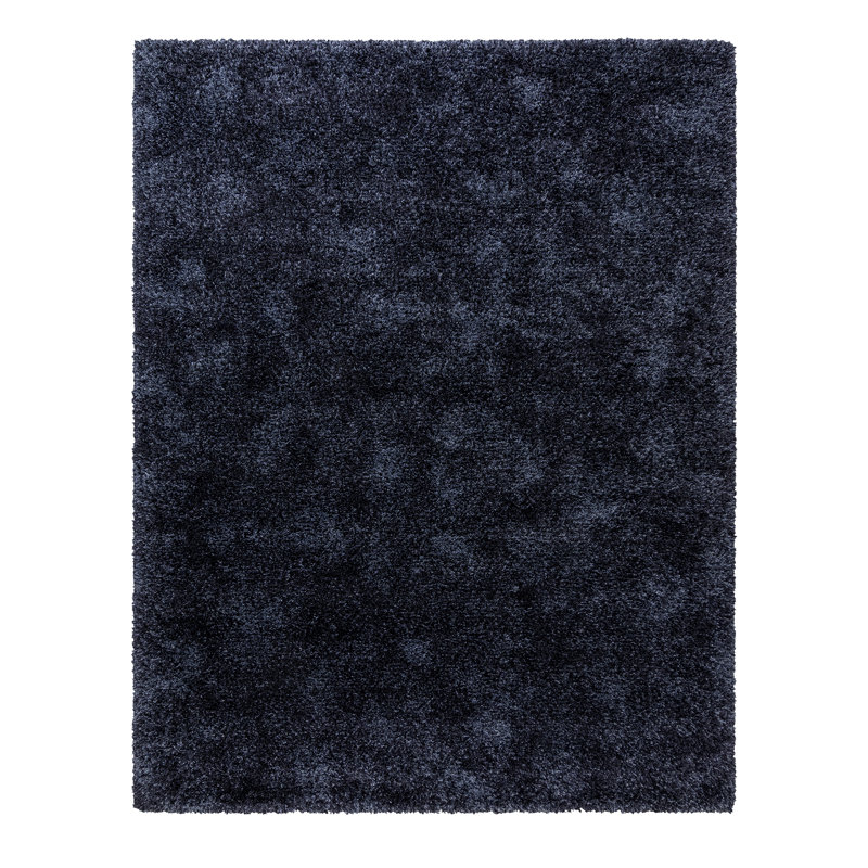  Ultimate Shag Modern Solid Color Navy Blue Polypropylene Thick Plush Shag Area Rug, Rectangle 6'6" x 9'6"