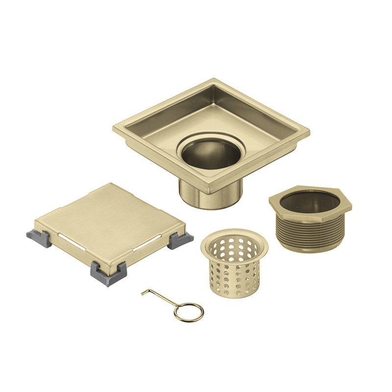 4" AISI 304 Stainless Steel Shower Drain With 2-In-1 Tile Insert Panel With Adjustable Feet, Floor Drain In Bathroom