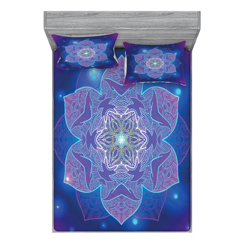 Mandala Microfiber Fitted Sheet, Full Sheet Set with Fitted Sheet, Mandala 2