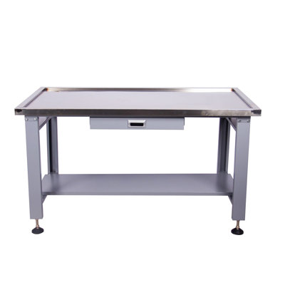 Table de 59 po avec trou de bonde, structure en acier, surface de travail de 59 po de largeur, liquide pour la propreté, outils de tiroir simple, grande tablette robuste, 59 po x 33 po