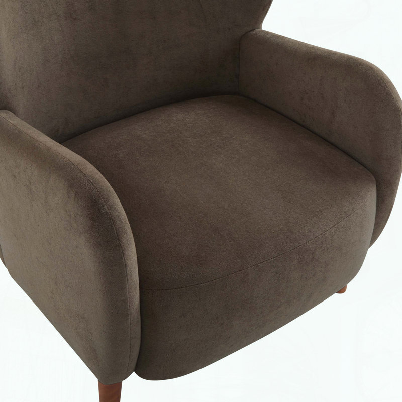Fauteuil à oreilles à oreilles - Pieds en bois massif - Velours