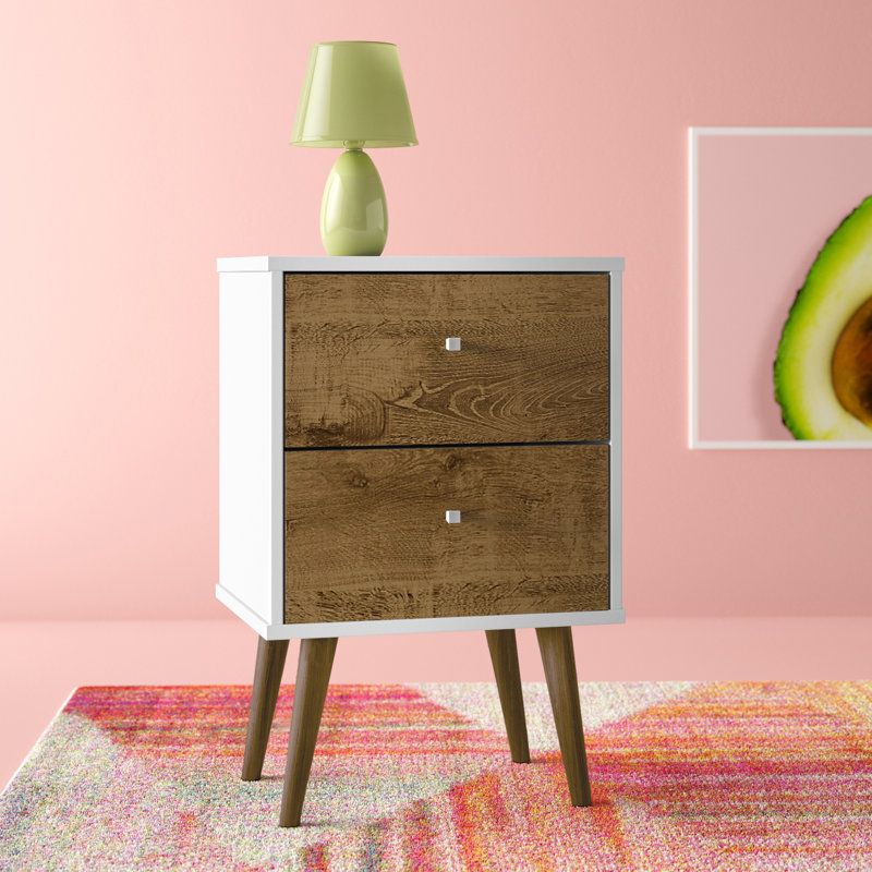 Darryl 17.72'' W Nightstand, White/Rustic Brown