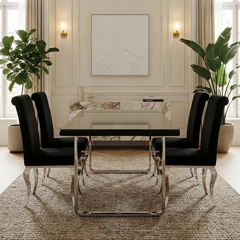 Pine Glass Top Metal Base Dining Table