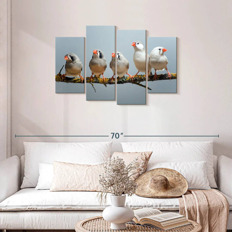 Brampt Five Zebra Finches, 27" H x 43" W