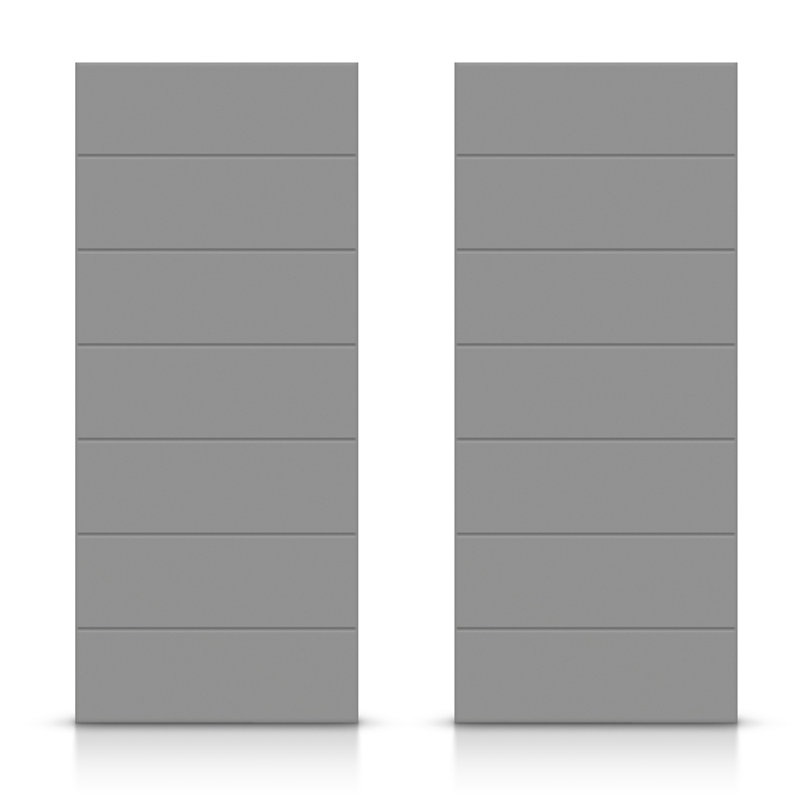 Porte de placard coulissante à panneaux en bois manufacturé, 60 po x 84 po, Gris clair