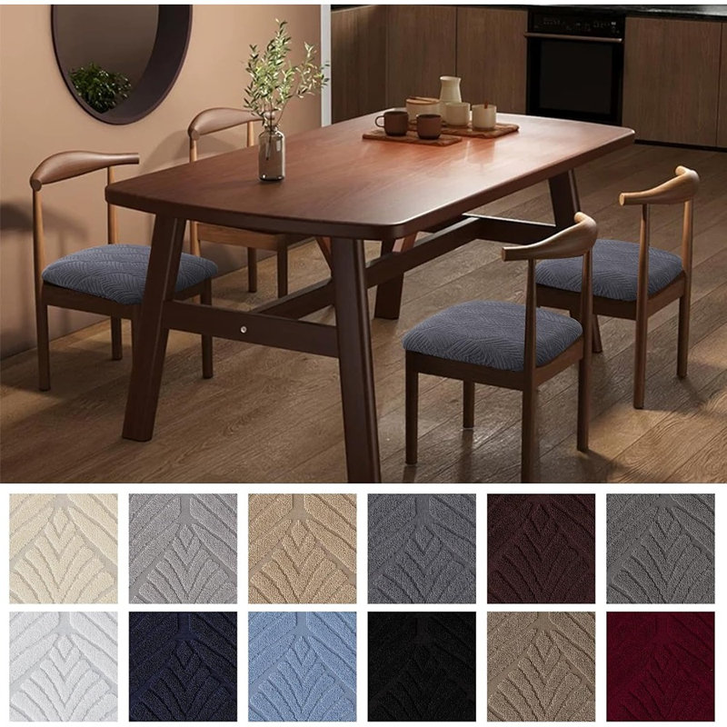 Housse de chaise de salle à manger - neutre - ensemble de 6, jacquard extensible, imperméable, housse de protection
