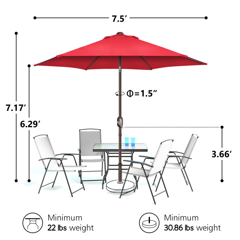 Parasol Shadan avec contrepoids inclus, Rouge