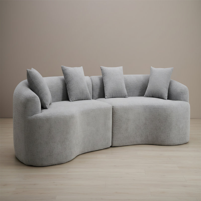 Canapé modulaire courbé en mousse compressée, Gris