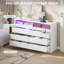 Commode 6 tiroirs avec station de charge et lumières DEL, commode moderne avec prise de courant, armoire de rangement pour chambre à coucher, salon, entrée