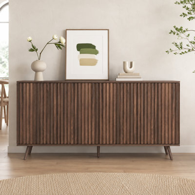 Sideboard Buffet Cabinet with Storage, Long Sideboard Storage Cabinet with 4 Doors, Wood Credenza Console Coffee Bar Cabinets with Adjustable Shelves
