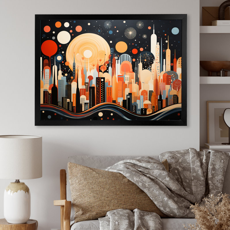 New York City Midcentury Collage III - reproduction sur toile, H 12 po x l 20 po x P 1 po, Cadre simple noir