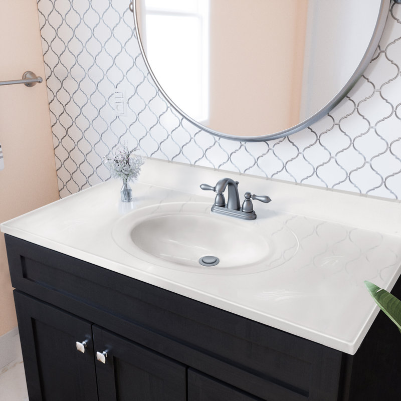 Ivory Swirl 43-Inch Cultured Marble Vanity Top with Backsplash