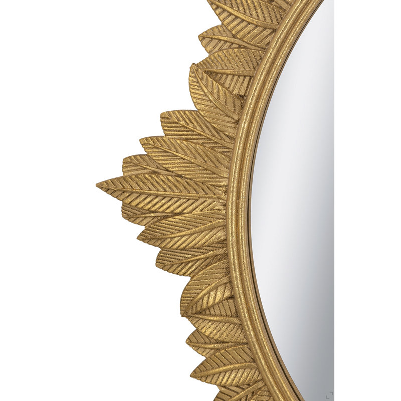Miroir mural rond 35,5 x 31,5 po en panneau de fibres à densité moyenne avec cadre doré