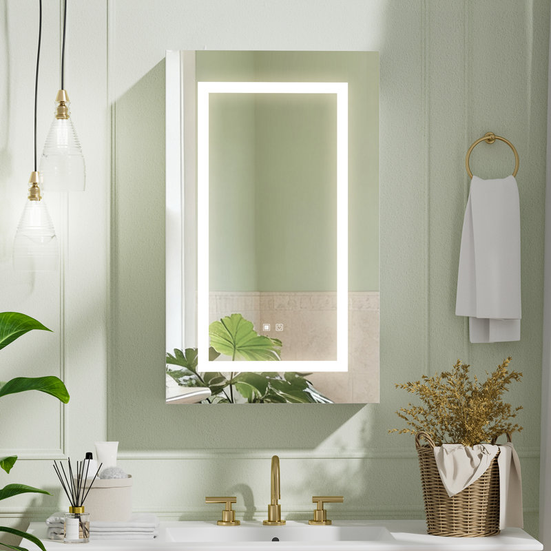 400mm W 660mm H Wall Mounted Required Frameless Medicine Cabinet Mirror 5 Fixed