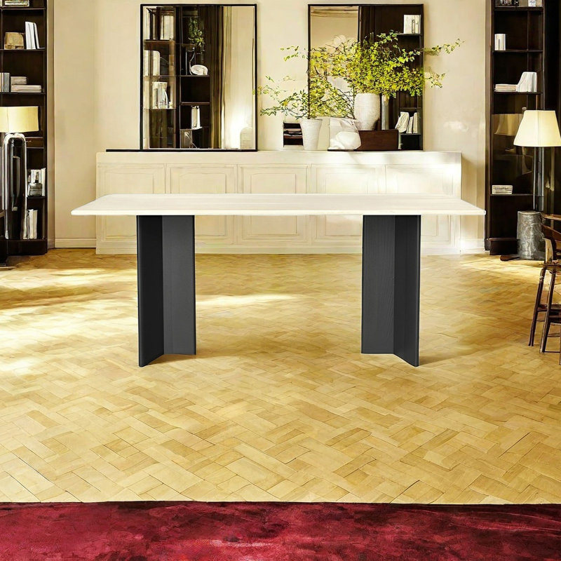 Table de salle à manger Retro, H 29,52 po x L 70,86 po x l 35,43 po, Noir, noir, noir, noir