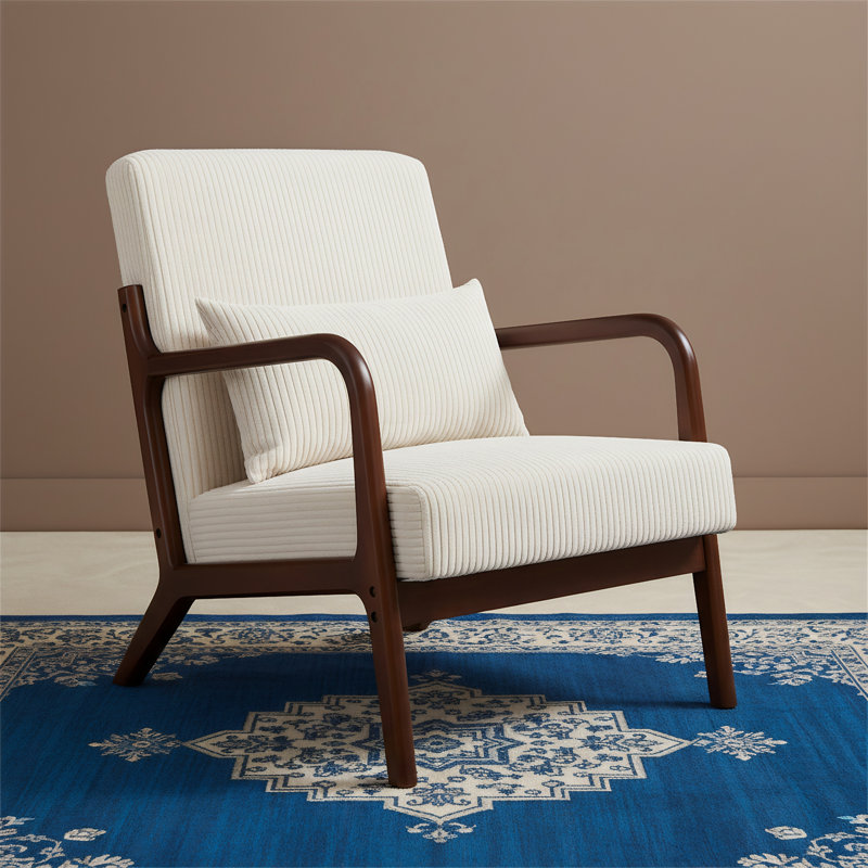 Ensemble de chaise longue et table basse de style rétro luxueux, Noyer, Beige
