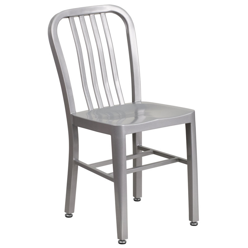Commercial Grade Metal Indoor-Outdoor Bistro Chair, Silver
