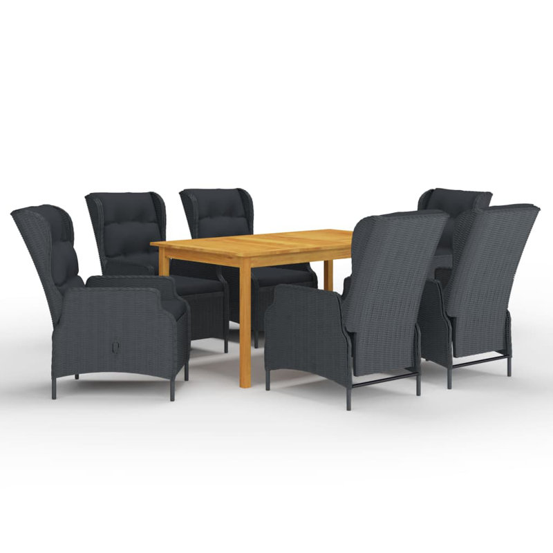 Ensemble repas 6 personnes avec coussins Bobot, Gris foncé, P 29,13 po x l 59,06 po x H 35,43 po