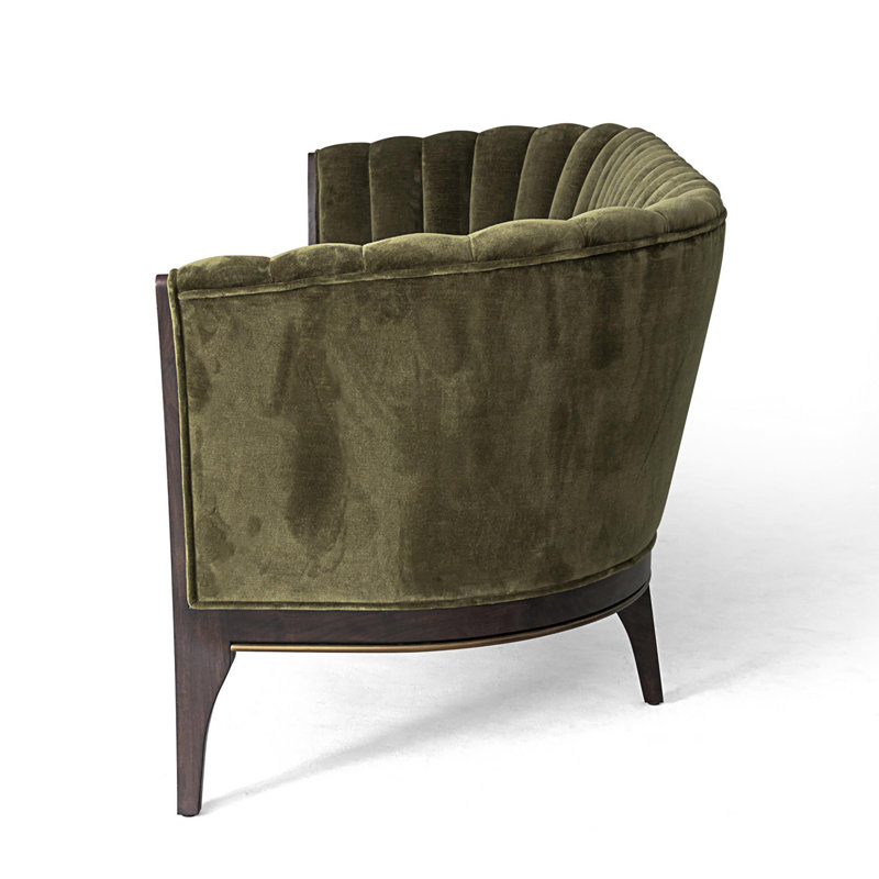 Channel Back Sofa-Silversmith, Moss Velvet