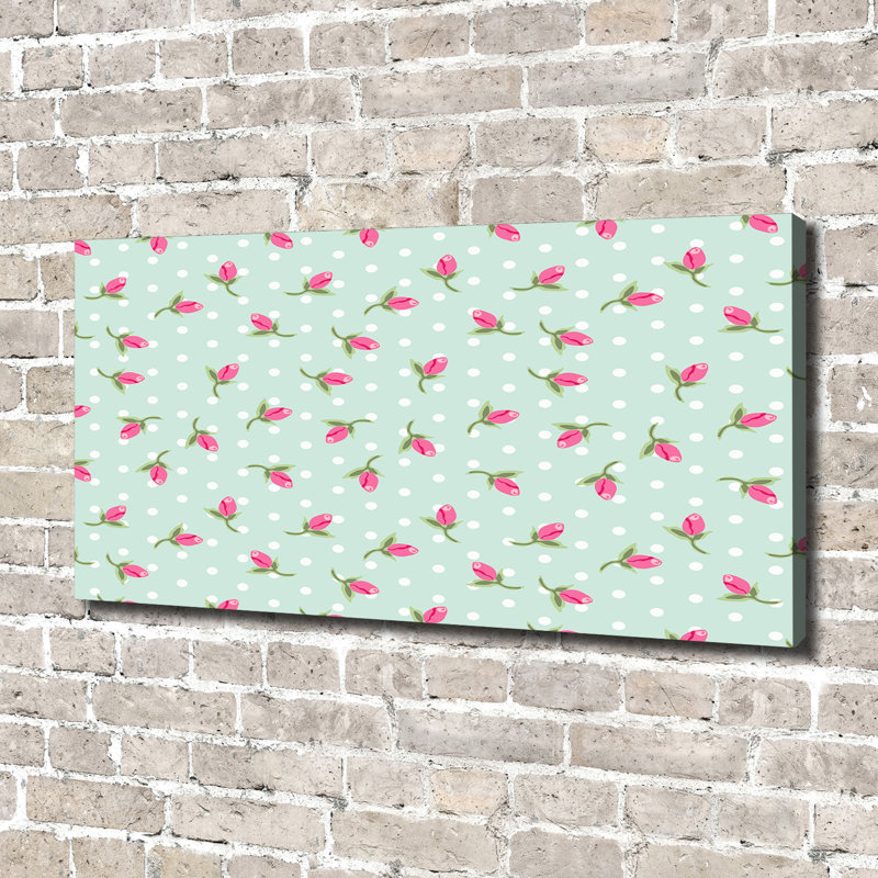 Roses Pattern - No Frame Print on Glass, Canvas, 70cm H x 140cm W x 2cm D