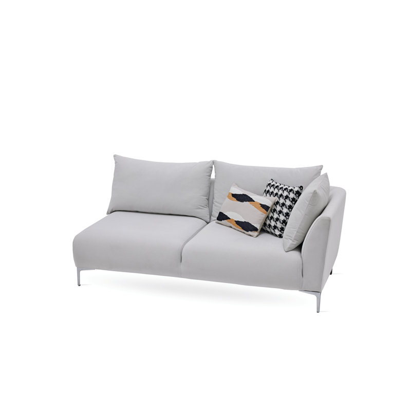 Canapé modulaire rembourré Dewit, Polyester blanc, Accoudoir à droite (vu de face)