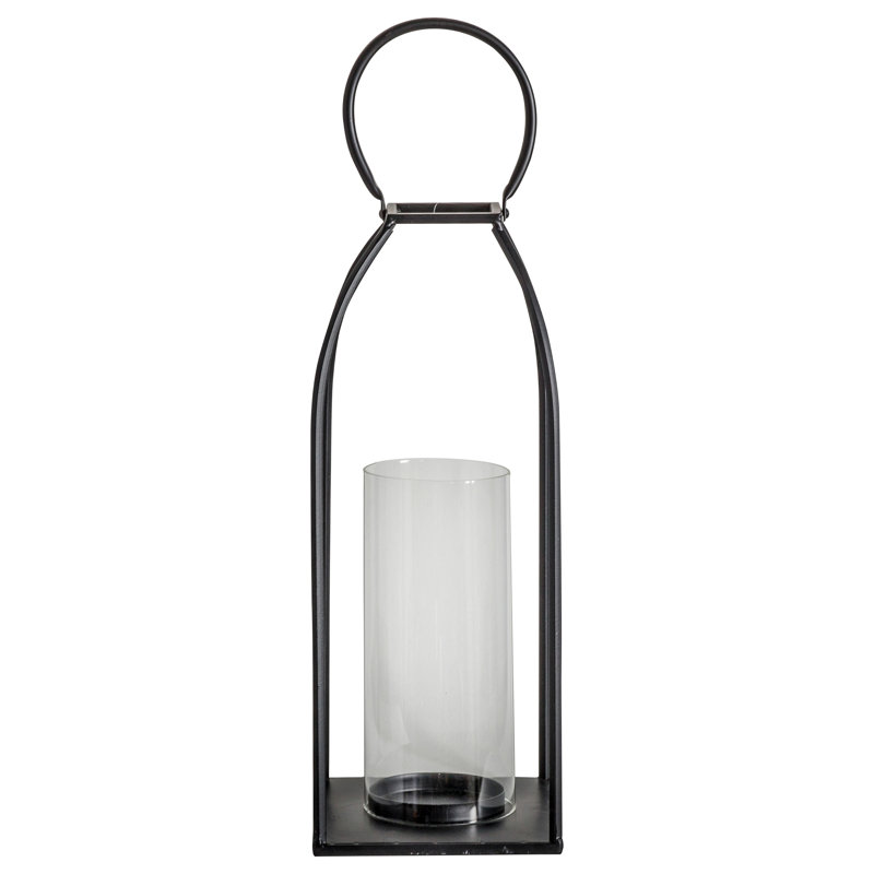Alcora Glass Tabletop Lantern, 44cm H x 20cm W x 20cm D, Black
