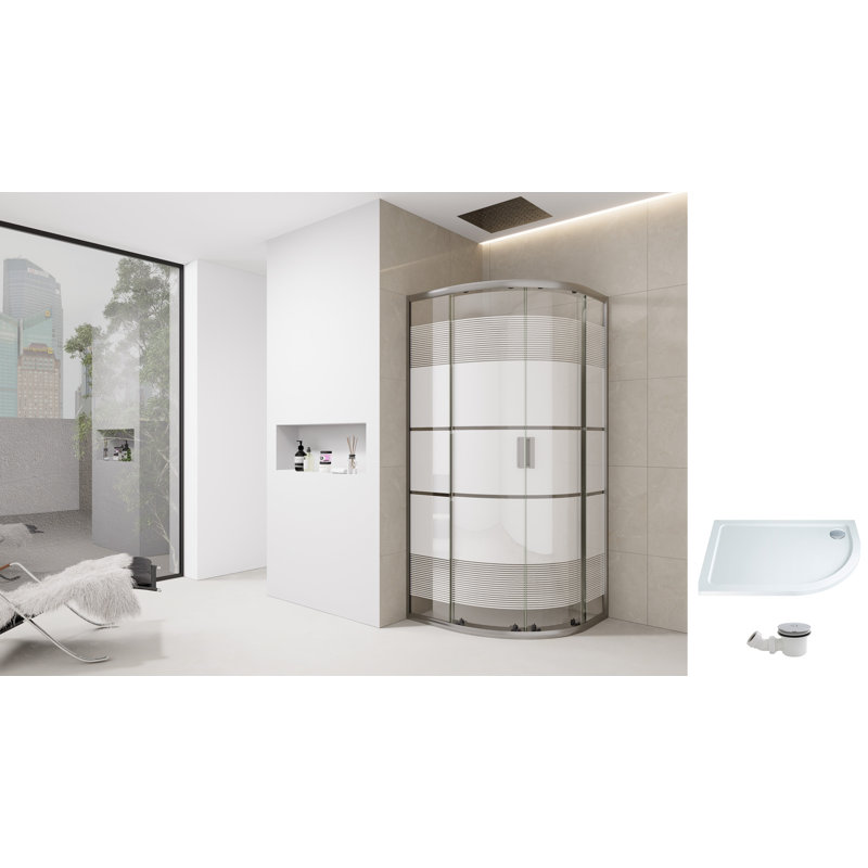 Offset Curved Shower Enclosure – 1980 x 800 mm, White