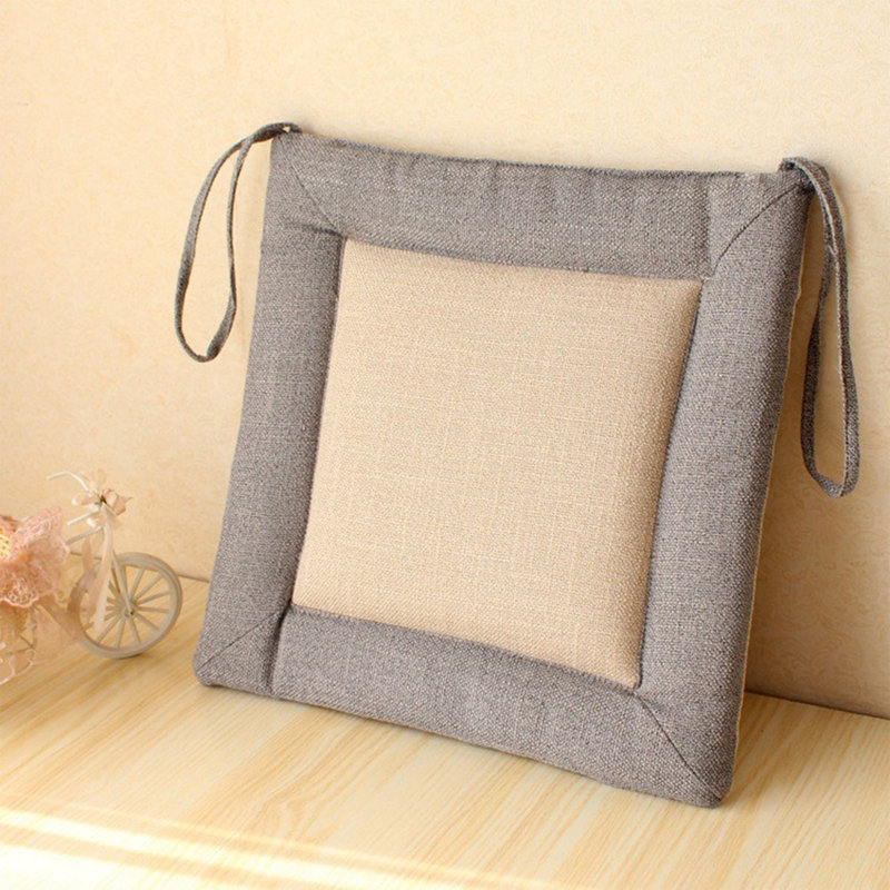 Seat Cushions For Kitchen Chairs Linen Cover Chair Cushions For Dining Chairs Non Slip Chair Pads With Ties Washable, D