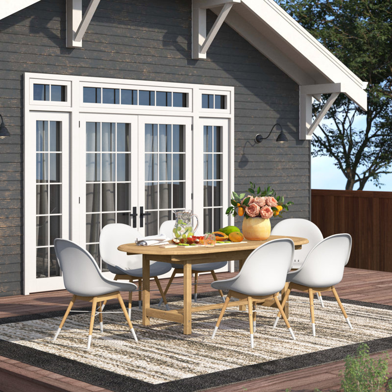 Anautica 6 - Person Wood Patio Dining Set with Oval Table