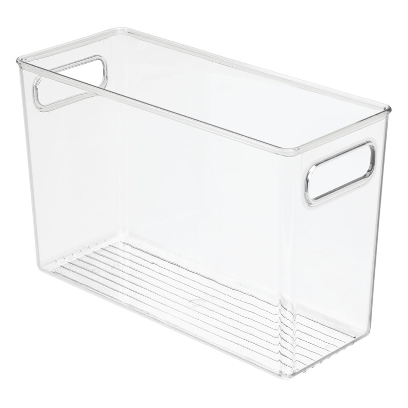 Bac de rangement profond en plastique avec poignées iDesign Linus sans BPA - 12 po x 5 po x 7,75 po, transparent