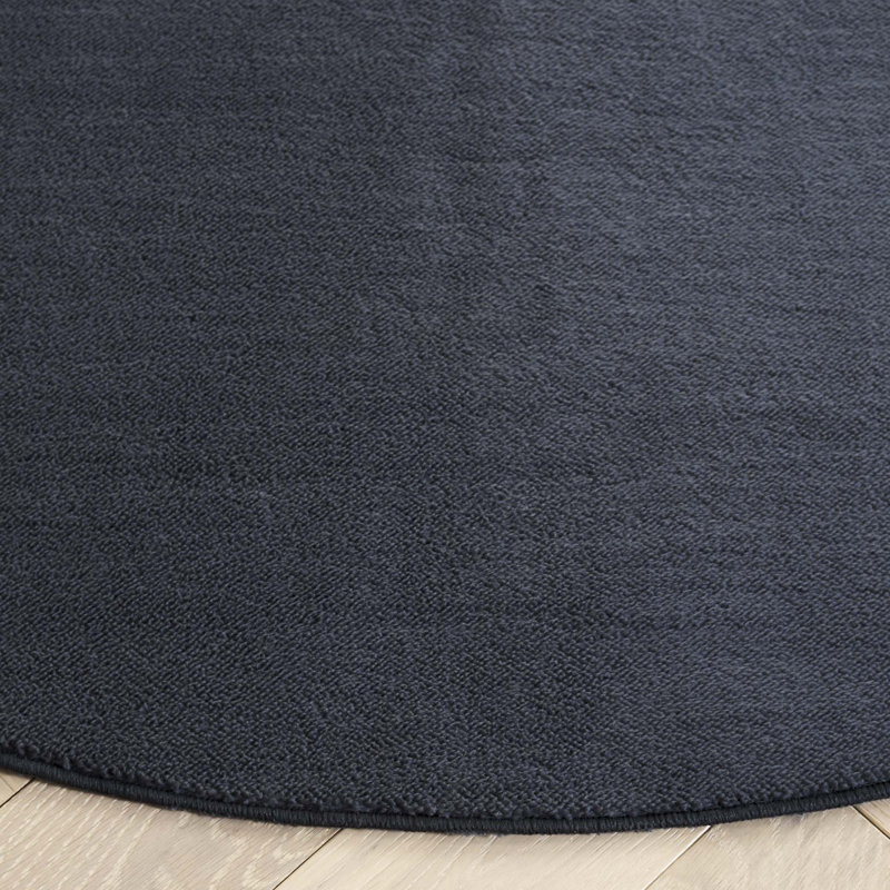 Tapis uni en polyester tissé à la machine en gris foncé, Rond 6 pi