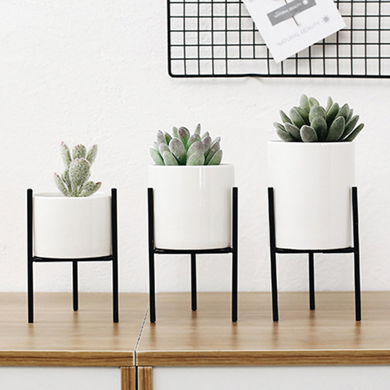 Metal Plant Stand, Black, 6.69" H x 3.15" W x 3.15" D