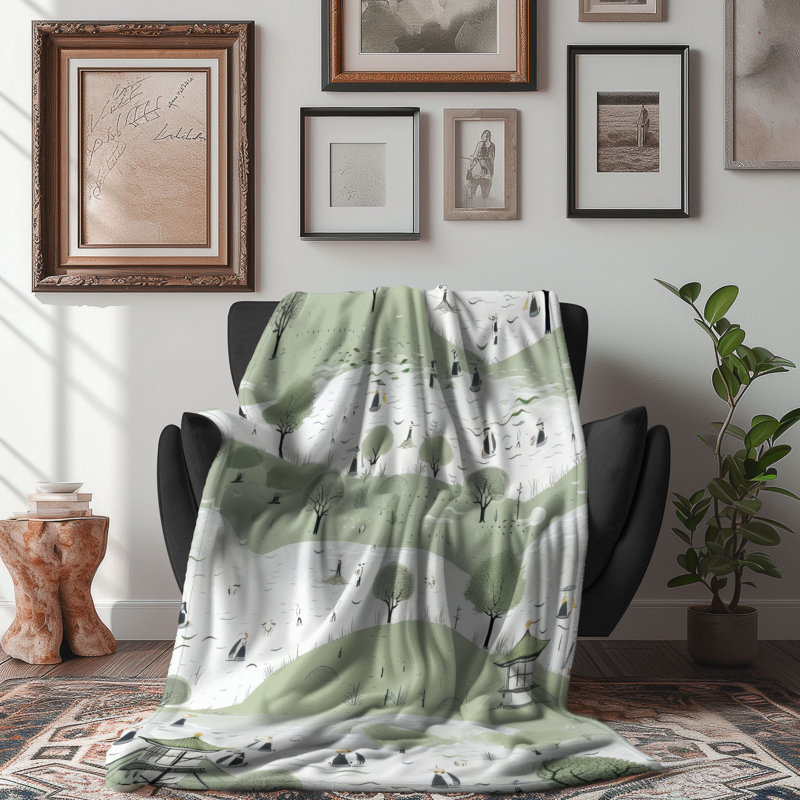 Green Puddles - couverture 1 pièce, L 80 po x l 60 po