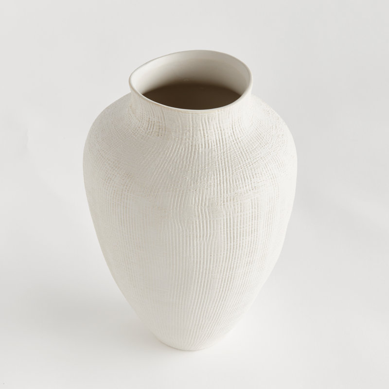 Handmade Ceramic Table Vase, 11.25" H x 8" W x 8" D, White