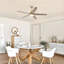 Ventilateur de plafond intelligent à intensité variable de 52 po avec 3 lumières à DEL CCT, APP et télécommande, moteur à courant continu réversible à 6 vitesses, pales de bois à double face, minuterie, tiges verticales de 6 po / 10 po-589631546