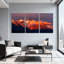 Scénario et paysages urbains, coucher de soleil, sommet de neige, nuages, ciel, réflexion de lumière, ensemble de 3 impressions sur toile-1067883990