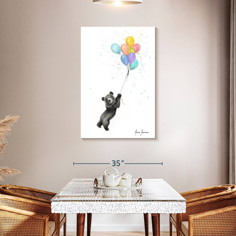 L'ours et les ballons, H 45 po x l 30 po
