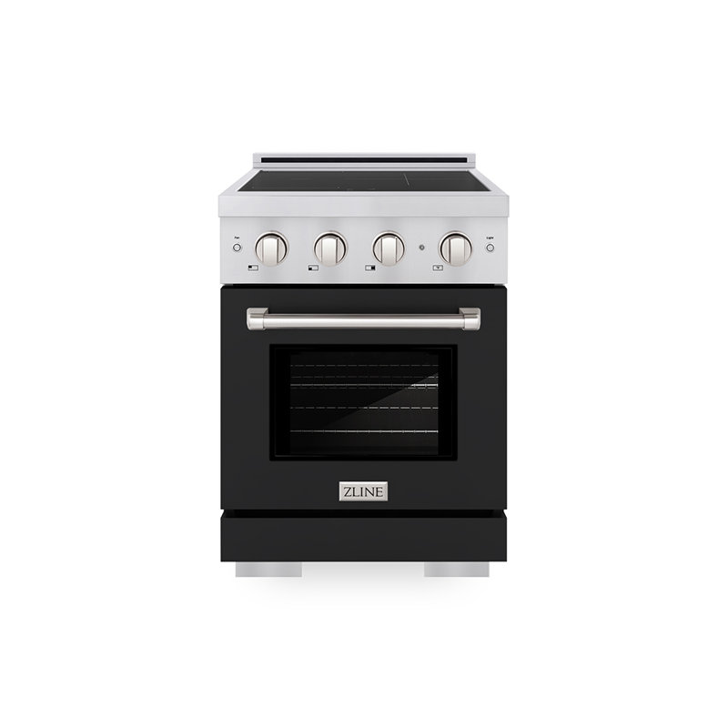 ZLINE 24 in. Paramount Induction Range with 3 Element Cooktop & Electric Oven w/ White Matte Door, Black Matte