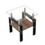 Ensemble de 2 tables de bout modernes en verre trempé avec tablette de rangement en panneau de fibres à densité moyenne - Tables d'appoint carrées en métal pour le salon, noir-301704505