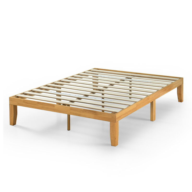 Jowita Wood Platform Bed Frame, Queen, Natural Brown