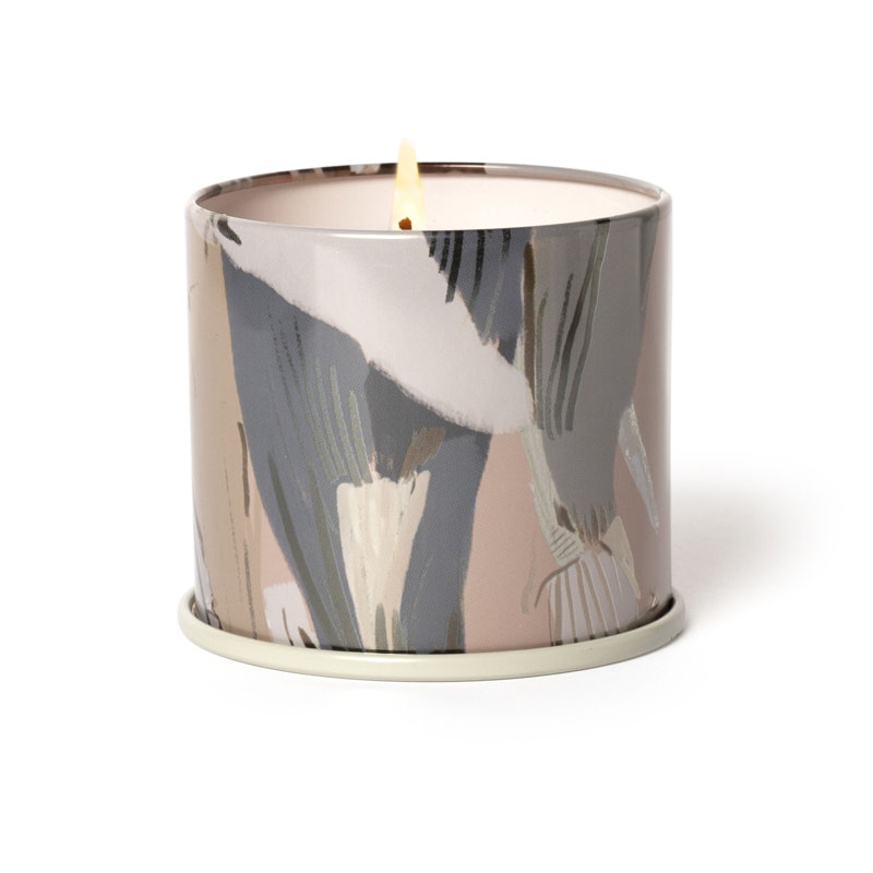 Coconut Milk Mango Scented Candle in Beige Floral Tin