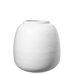 Ceramic Round Vase With Narrow Mouth Matte Finish White
