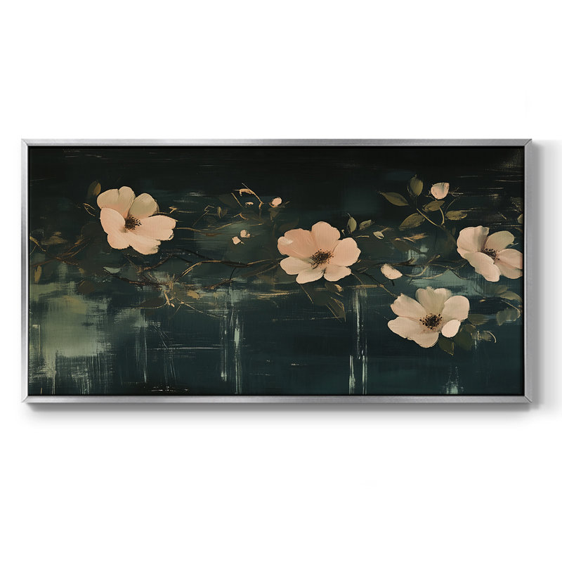 Botanical Series-CCLxx - Toile tendue avec châssis tendue, prête à être accrochée, H 21 po x l 41 po, Argent argent