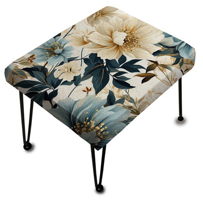 Repose-pieds Sandy Beige et bleu Hydrangea Tranquility - Floral