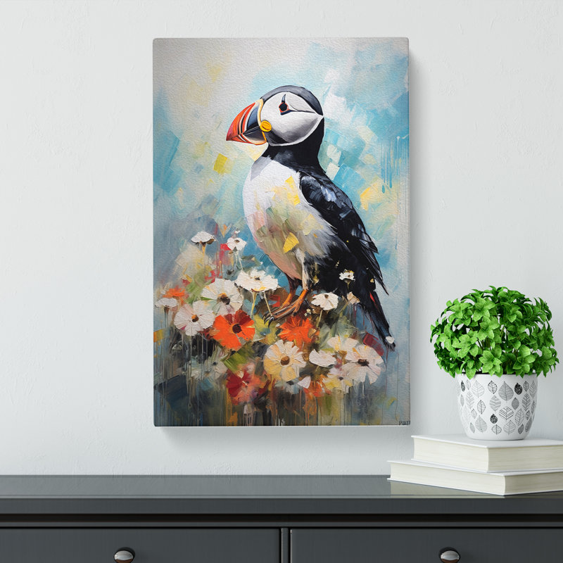 Puffin Impressionism Art - Wrapped Canvas, 60cm H x 40cm W x 3cm D