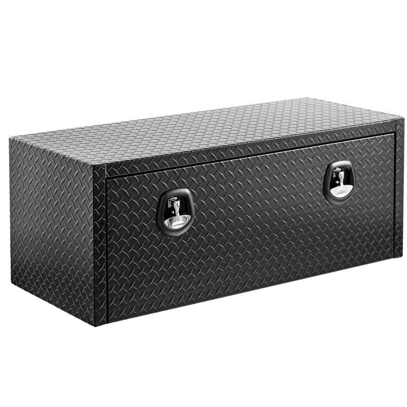 48 po, aluminium, boîte de rangement pour outils sous le lit, robuste, serrure, preuve, conception légère, aérodynamique, rangement pour outils en aluminium organisé, boîte de remorque robuste, doubles verrous pour la sécurité,