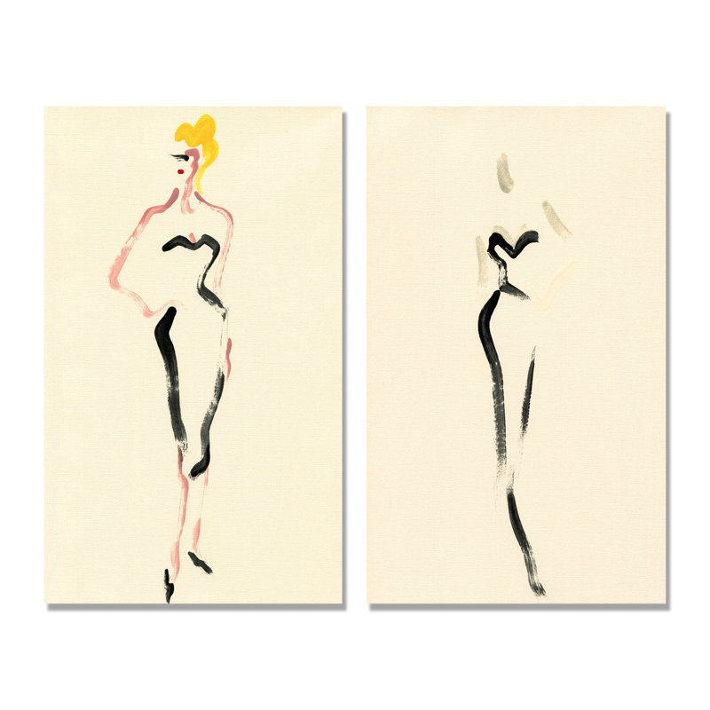 «Fashion Woman», impression sur toile 2 pièces, H 20 po x l 24 po x P 1 po, Toile tendue