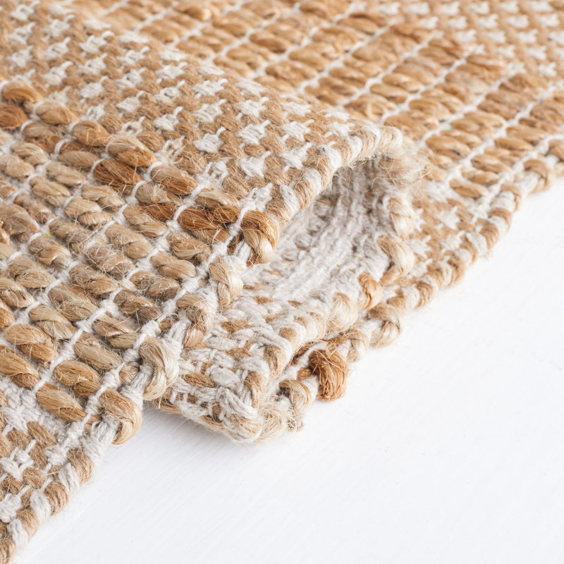 Abianna Geometric Flatweave Ivory/Natural Area Rug, Runner 2'3" x 8'